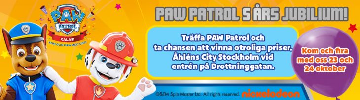 Kom och fira Paw Patrol’s 5 års jubileum med oss! Vi får besök av Chase och Marshall från Paw Patrol!